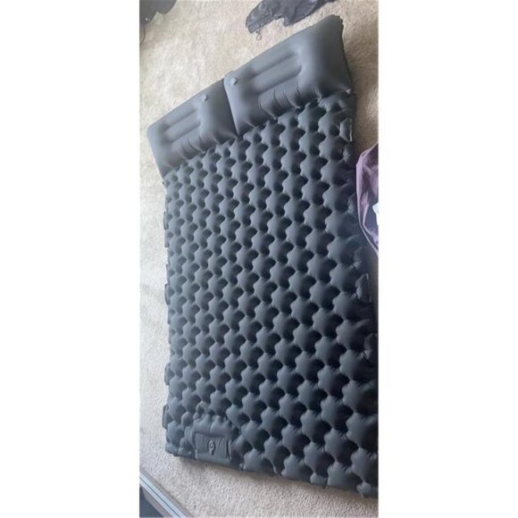 Sleeping Pad 2 Person with Pillow Built-in Foot Pump Camping Sleeping Mat, Gray - Picture 7 of 8